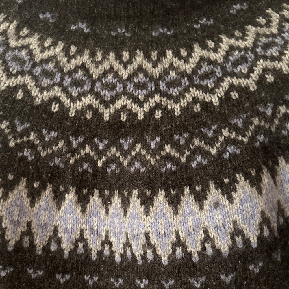 J. Crew Charcoal and Light Blue Fair Isle Mockneck Sweater - Picture 3 of 4